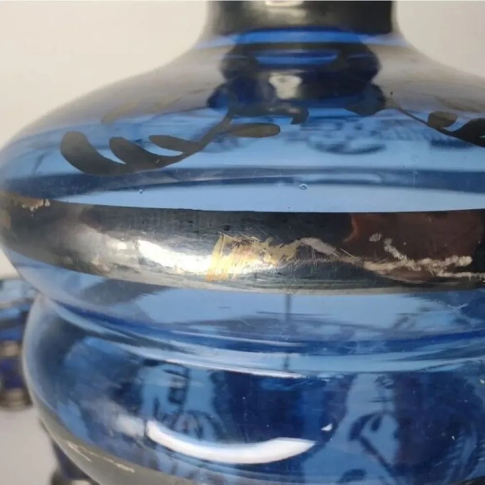 Cobalt blue decanter with silver‎ overlay
